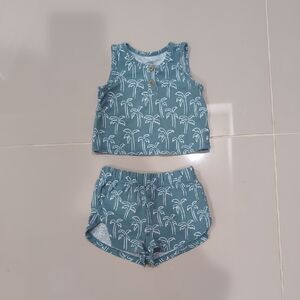 Cloud Island Teal and White Baby Outfit